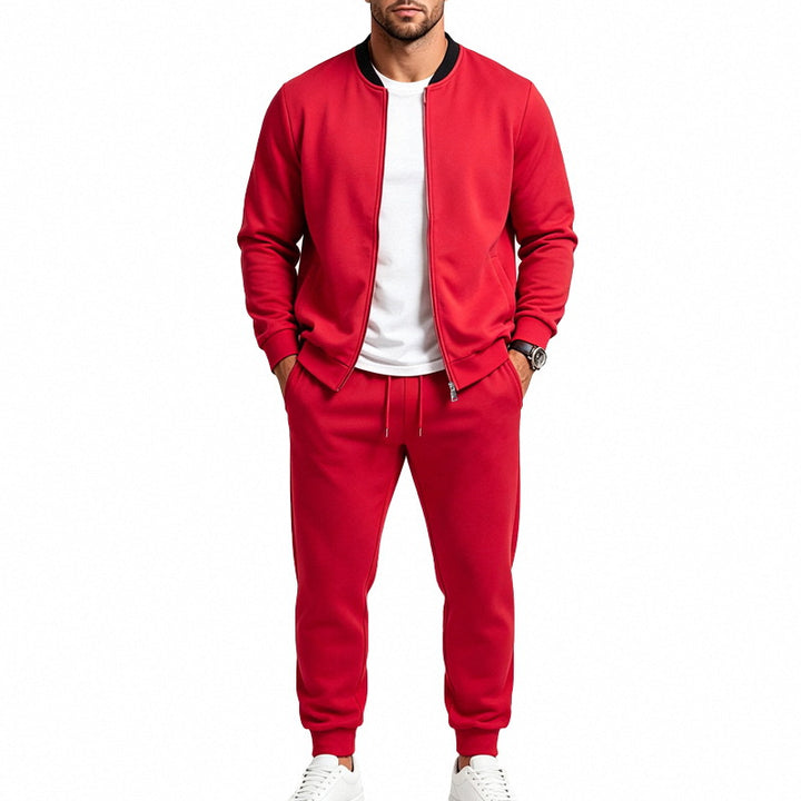 Herren Sportives Freizeit-Trainingsset mit Bomberjacke und tapered Jogginghose Drune