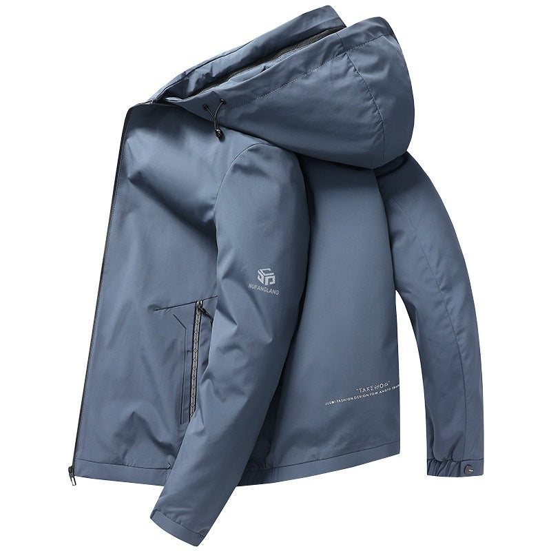 Herren Leichte Kapuzenjacke im urbanen Travel-Style mit Dreiviertelärmeln Drune
