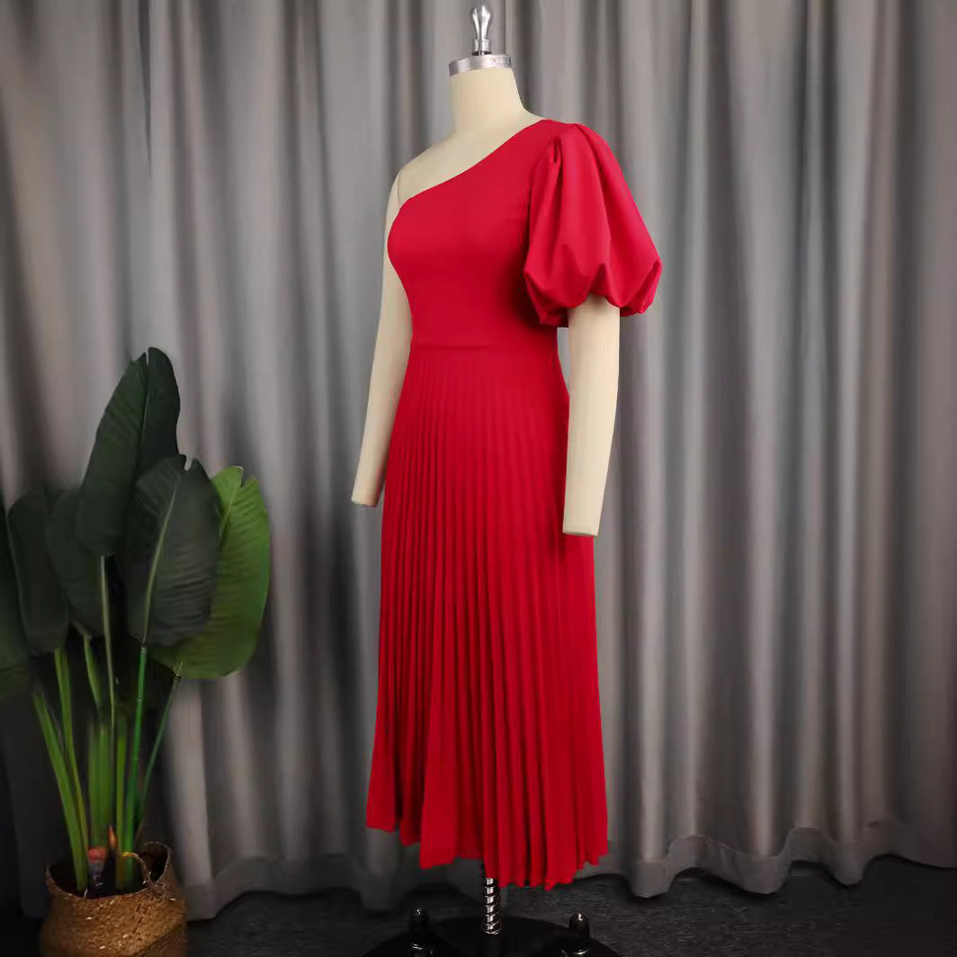 Damen Einseitiges Maxikleid mit Plissee-Details Drune