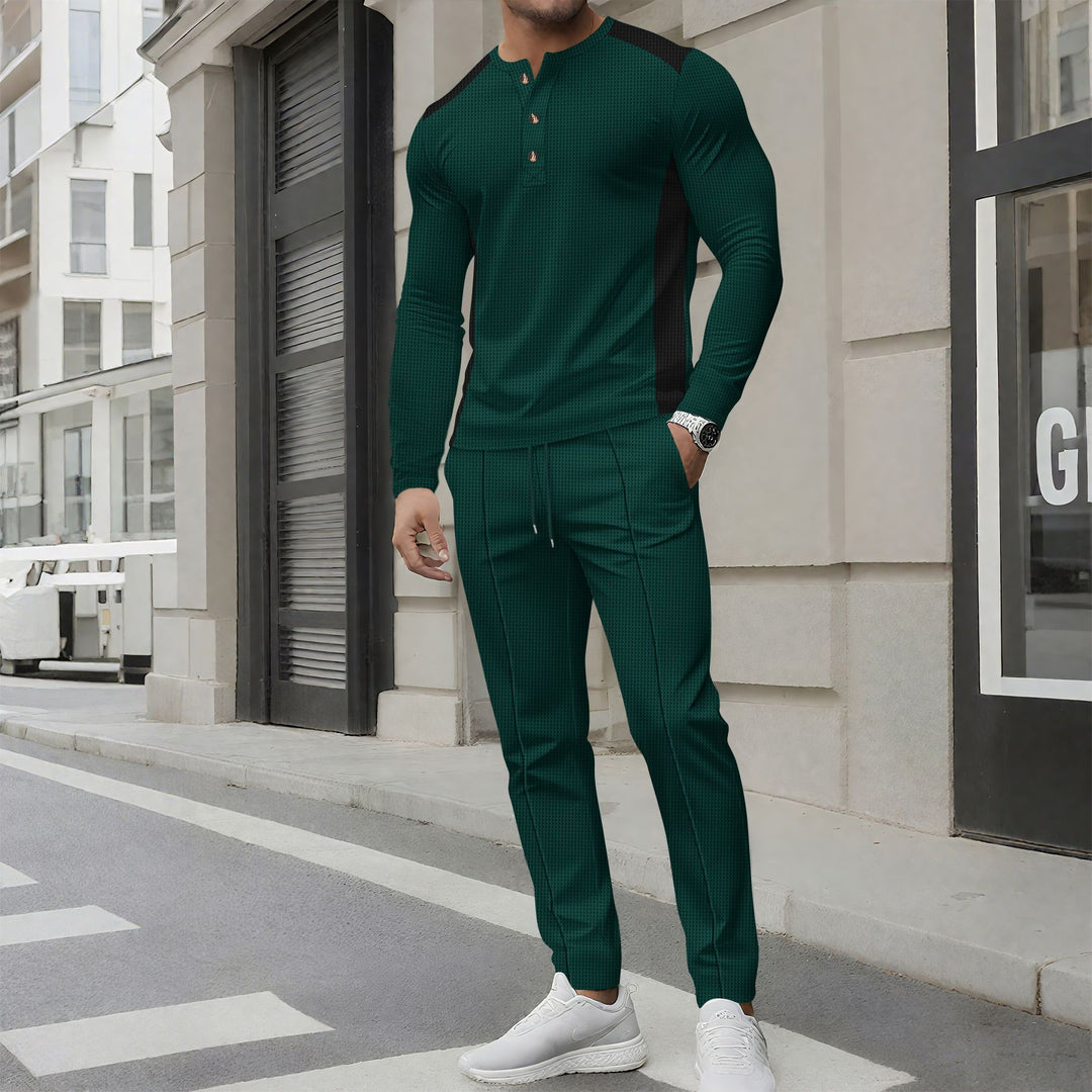 Herren Sportanzug mit moderner Knopfleiste und atmungsaktivem Material Drune