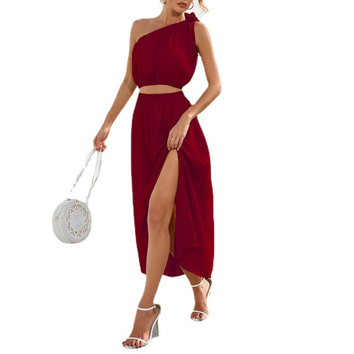 Damen Maxikleid mit asymmetrischem Schnitt und seitlichem Schlitz Drune