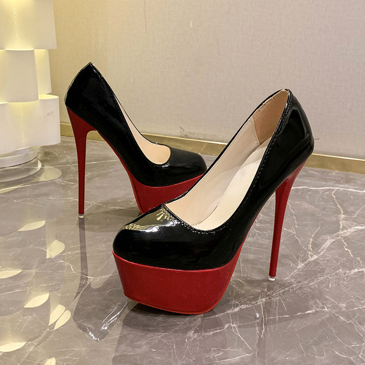 Damen Lack-Pumps mit überhohem Plateau und schlankem Stiletto-Absatz Drune