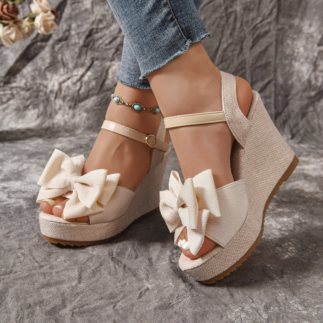 Damen Plateau Sandalen mit dekorativem Schleifen-Design Drune