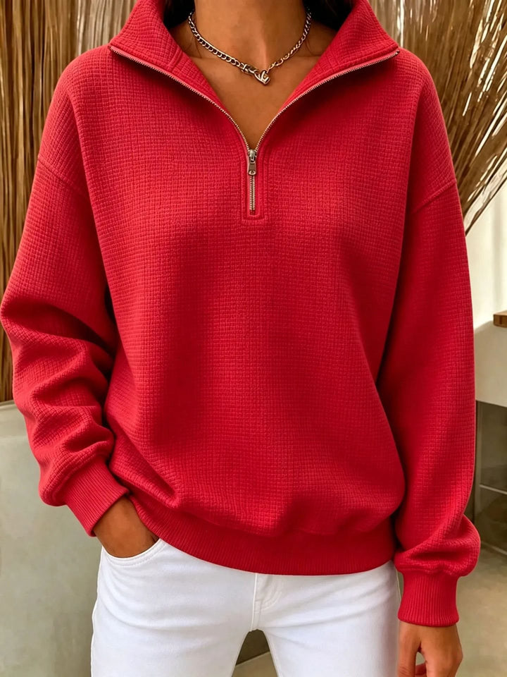 Damen Stepp-Fleece-Pullover mit halbem Reißverschluss und Stehkragen Drune
