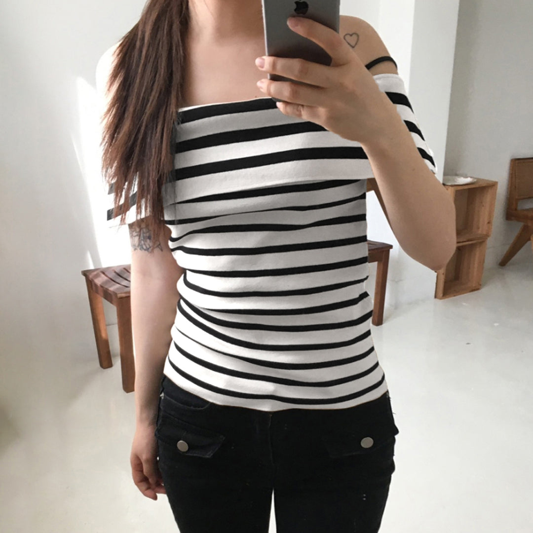 Damen Offshoulder Oberteil mit gestreiftem Design Drune