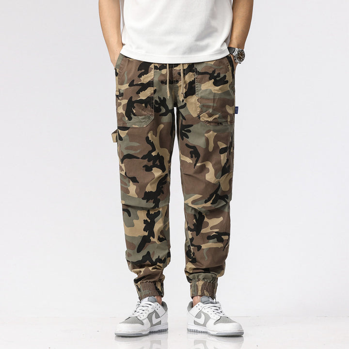 Herren Cargohose im Jogger-Stil mit Camouflage, elastischen Bündchen und Multifachtaschen Drune