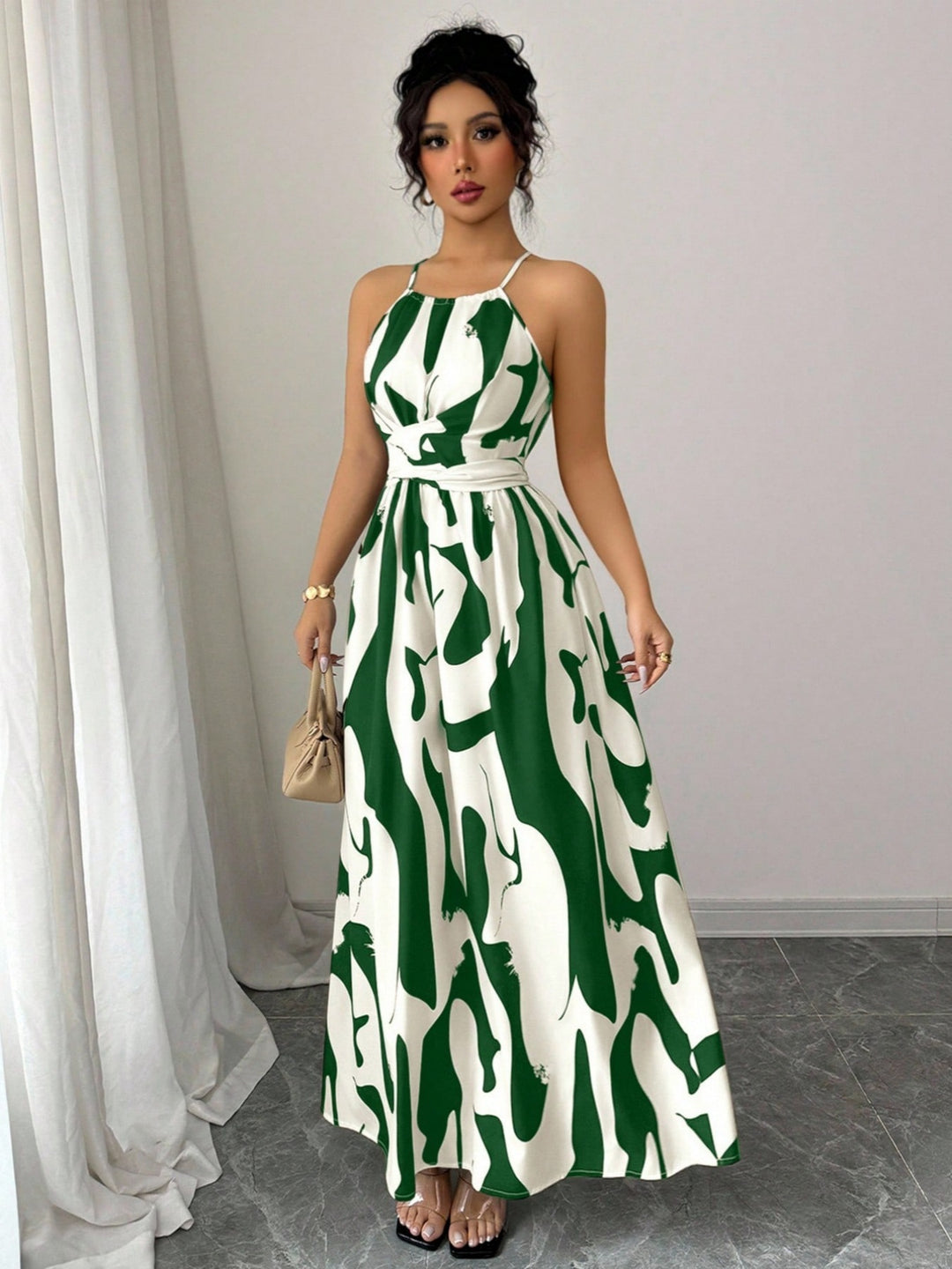 Damen Maxikleid mit modernen Animal-Prints Drune