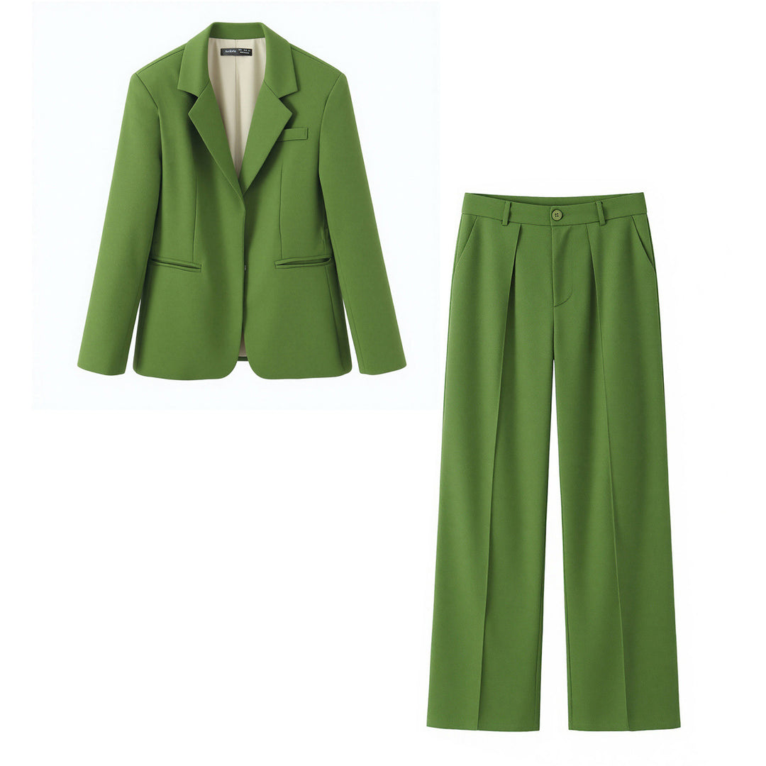 Damen Zweiteiliges tailliertes Blazer‑Set mit figurformendem Sakko und hochtaillierter Weitbein‑Hose Drune