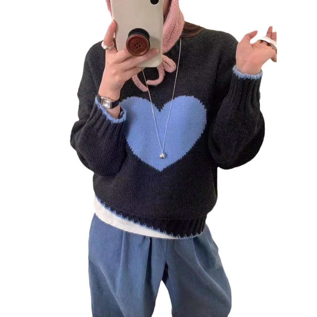 Damen angesagter Pullover mit Herzmotiv und lässigem Schnitt Drune