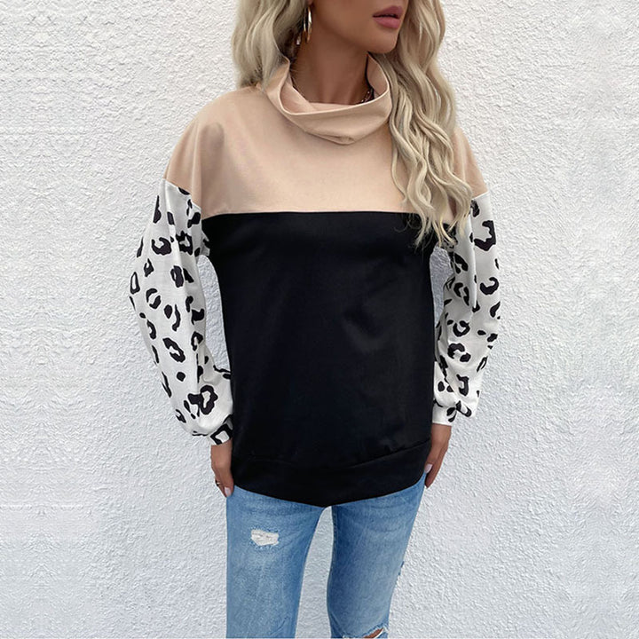 Damen Oversize-Pullover mit Schalkragen, Colourblock und Ballonärmeln Drune