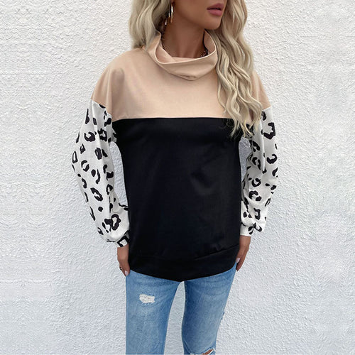Damen Oversize-Pullover mit Schalkragen, Colourblock und Ballonärmeln Drune