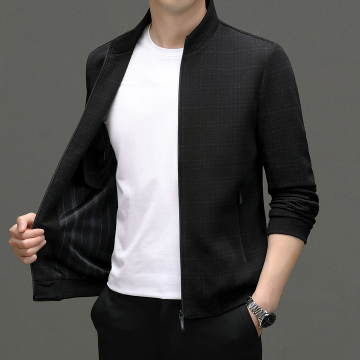 Herren elegante Sweatjacke mit modernem Stehkragen und praktischen Reißverschlusstaschen Drune