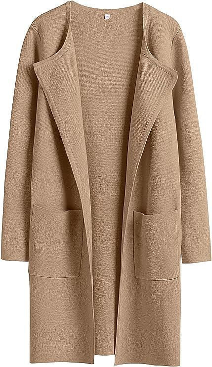 Damen modische Strickjacke mit offenen Front und praktischen Taschen Drune