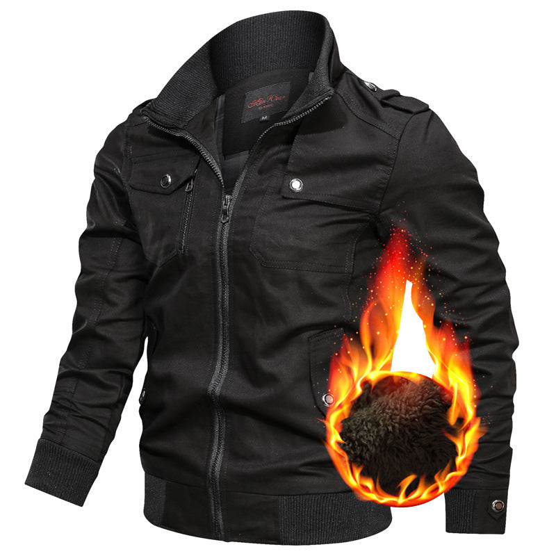 Herren winddichte Canvas-Utilityjacke mit thermischer Teddy-Innenlage und Epauletten Drune