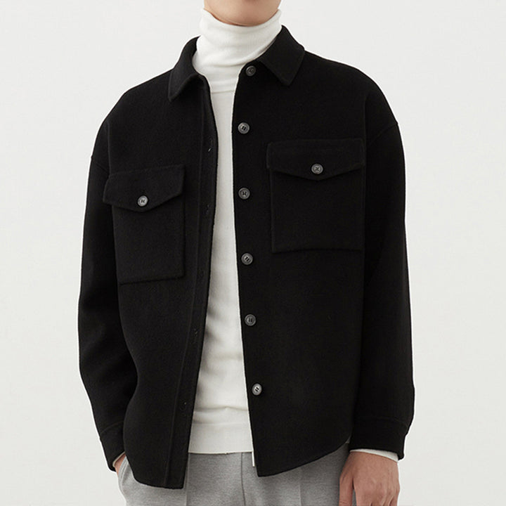 Herren Weiche Wollmix-Hemdjacke im Boxy-Schnitt Drune