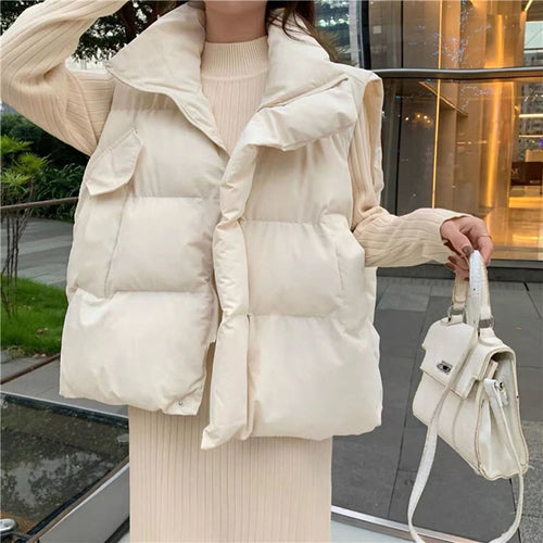 Damen Wattierte Utility-Weste mit seitlichen Taschen und hohem Kragen Drune