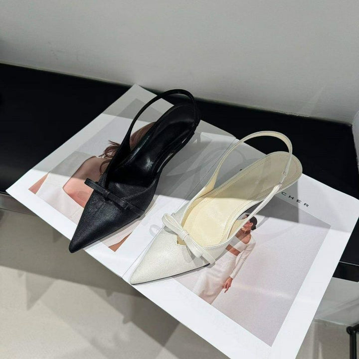 Damen elegante Slingback-Pumps mit feinem Riemchen und Schleifenapplikation Drune