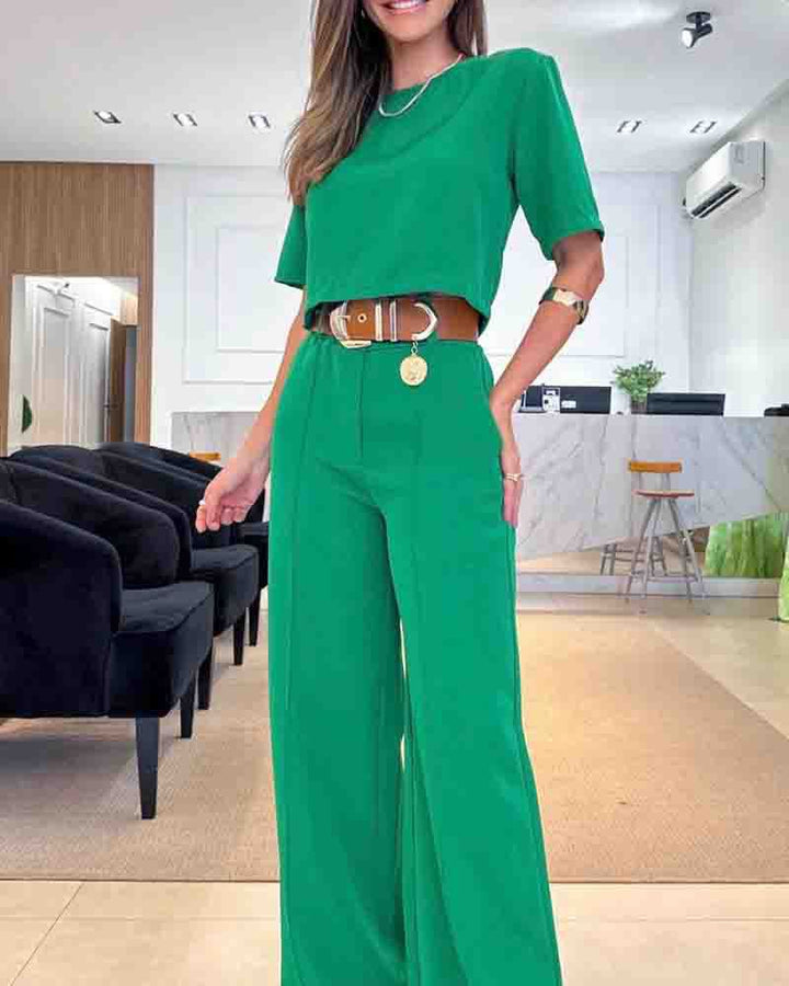 Damen Weit geschnittenes Ensemble aus Oberteil und Hose mit hohem Bund Drune