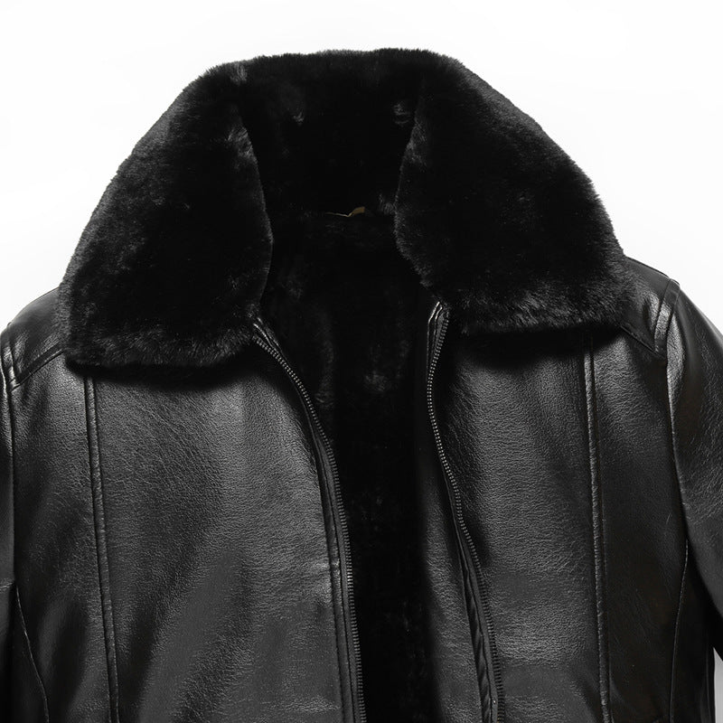 Herren warme Lammlederjacke mit gefüttertem Kragen Drune