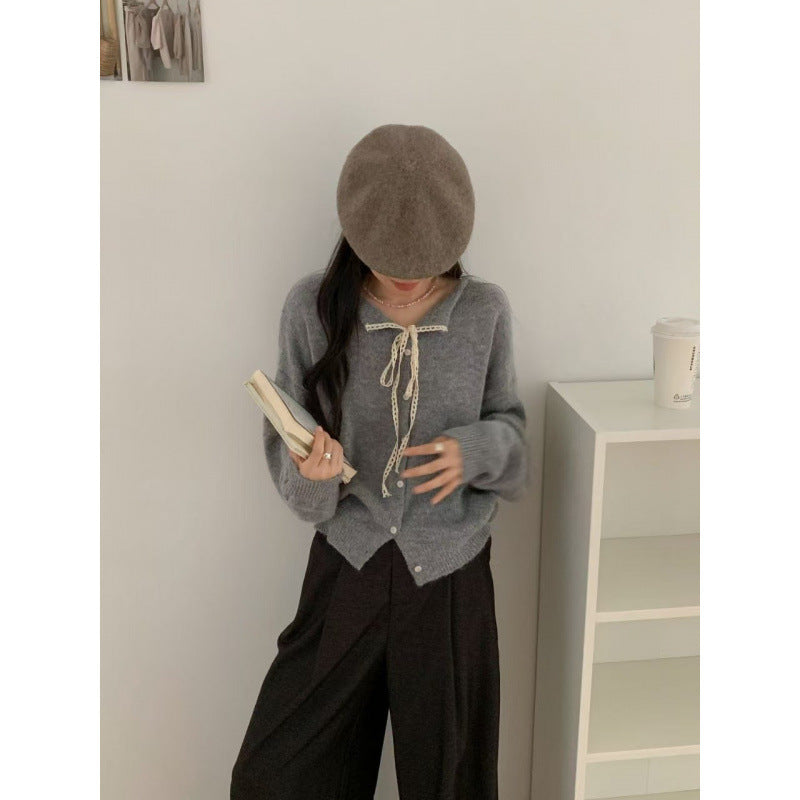 Damen Knopf-Cardigan mit romantischem Kordelzug Drune
