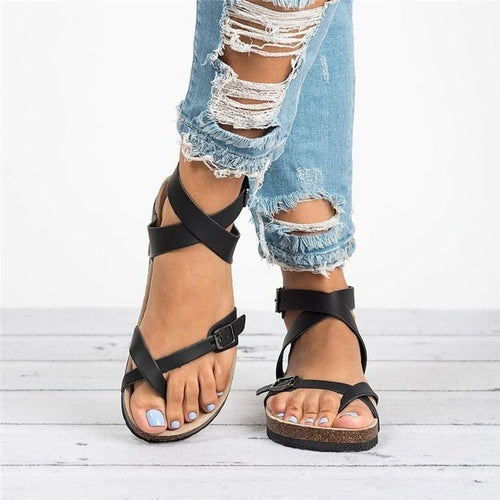 Damen bequeme Riemchen-Sandalen mit anatomischem Fußbett und verstellbarem Riemendesign Drune