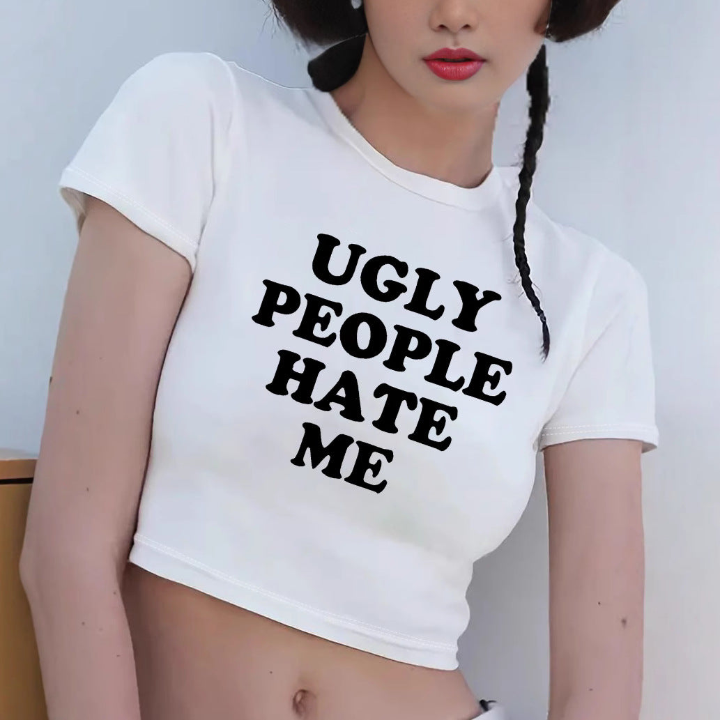 Damen Crop-T-Shirt mit inspirierendem Schriftzug Drune