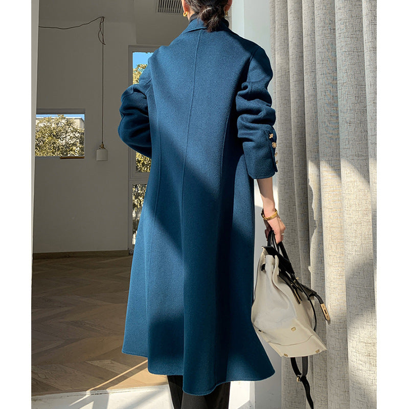 Damen Eleganter Wolle Trenchcoat Drune