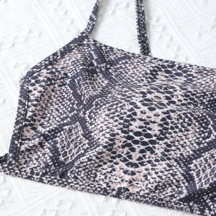 Damen Cropped Bikinioberteil mit Schlangenleder-Design Drune
