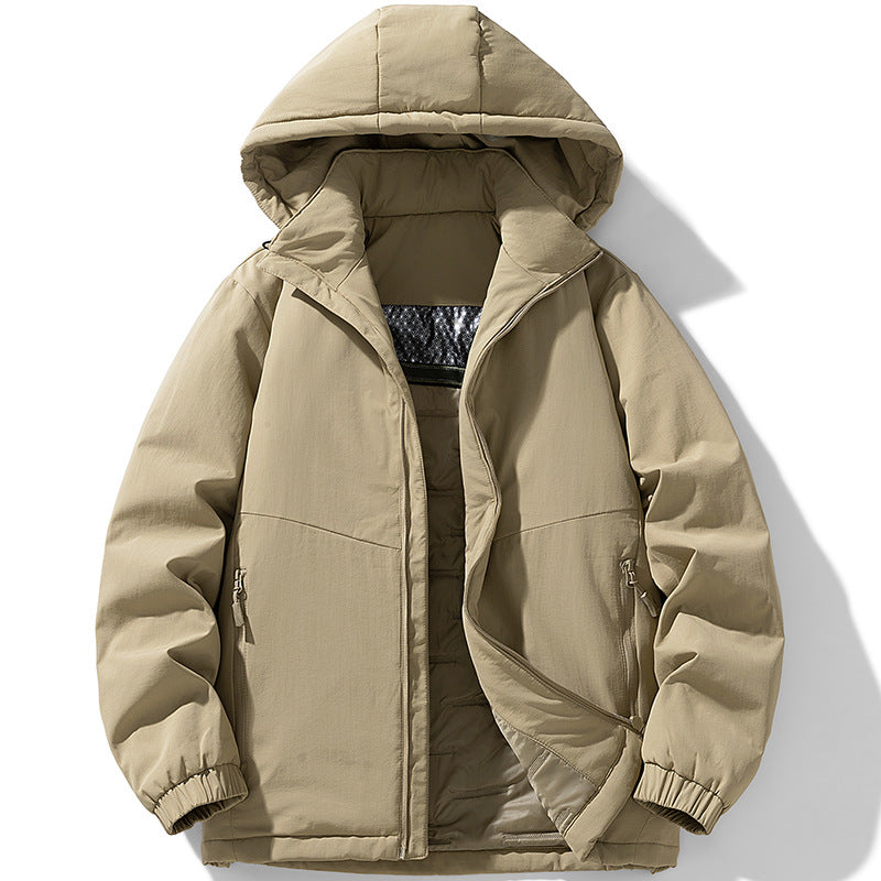 Herren Gepolsterte Thermo-Winterjacke mit Kapuze, wasserabweisender Außenhaut und Reißverschlusstaschen Drune