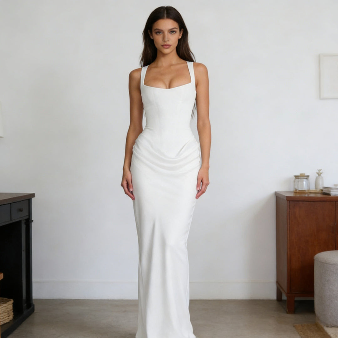 Damen Elegantes Wickelkleid mit schulterfreien Trägern und raffiniertem Drapierungsdetail Drune