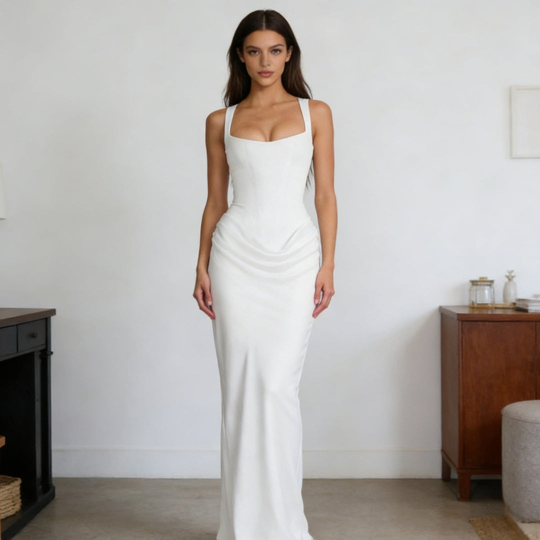 Damen Elegantes Wickelkleid mit schulterfreien Trägern und raffiniertem Drapierungsdetail Drune