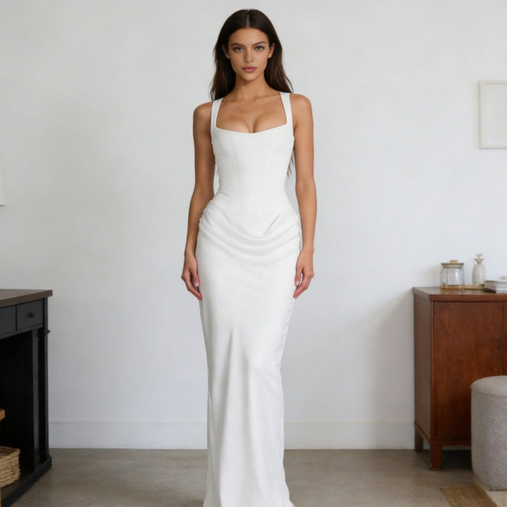 Damen Elegantes Wickelkleid mit schulterfreien Trägern und raffiniertem Drapierungsdetail Drune