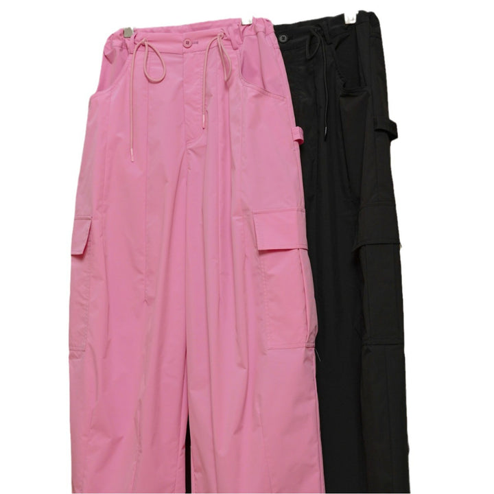 Damen Weite Cargo-Palazzohose mit Tunnelzugbund und Multifachtaschen Drune