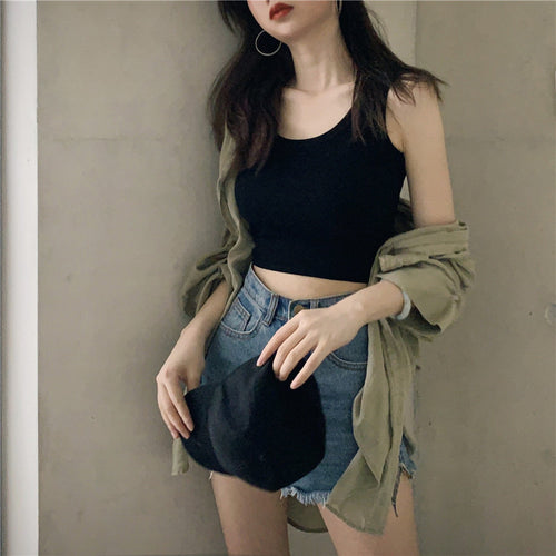 Damen Crop-Top aus atmungsaktiver Baumwolle mit schmalem Schnitt Drune