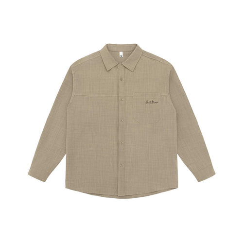 Unisex Leichte Hemdjacke im Overshirt-Stil aus Leinen-Baumwollmix mit Brusttasche und gerundetem Saum Drune