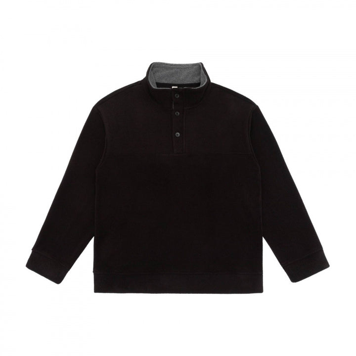 Unisex Henley-Fleecepullover mit kurzem Knopfverschluss, Stehkragen und Boxy‑Schnitt Drune