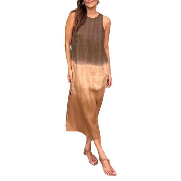 Drune | Lässiges Baumwoll-Leinen Ärmelloses Gradient-Kleid