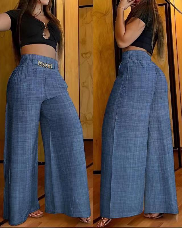 Damen Weit geschnittene Dress-Pants mit elastischem Bund Drune