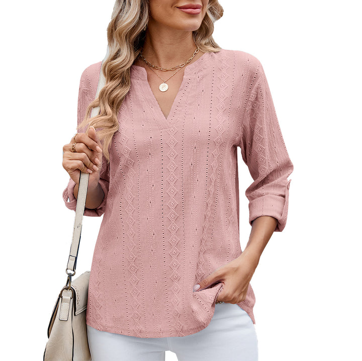 Damen Elegantes und luftiges Blusenshirt mit V-Ausschnitt Drune