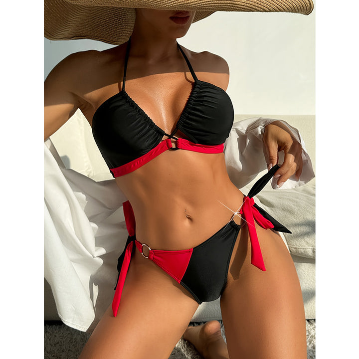 Damen Triangel-Bikini mit verstellbaren Trägern und sportlichem Rüschendesign Drune