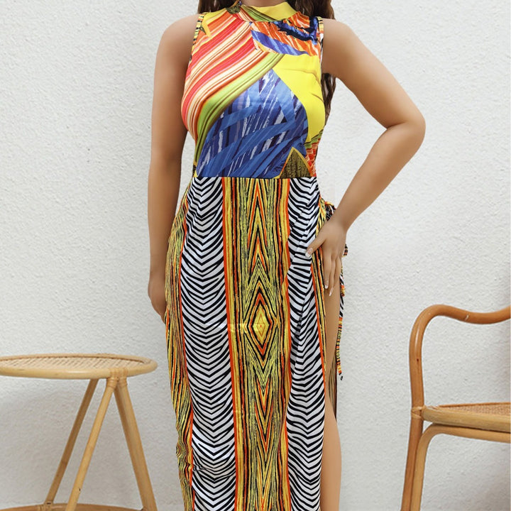 Damen Maxi-Kleid mit fröhlichem Muster Drune