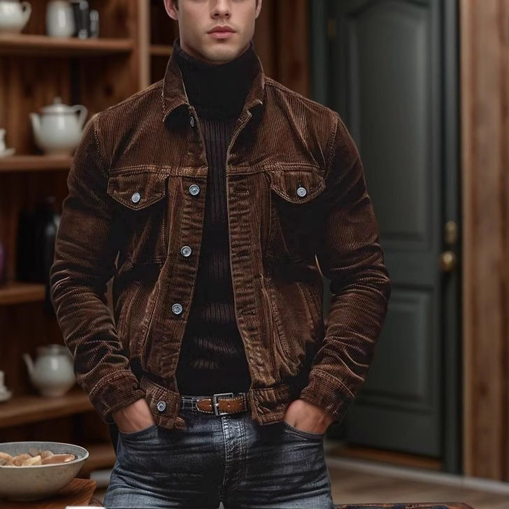 Herren Cordjacke mit klassischem Schnitt und praktischen Brusttaschen Drune