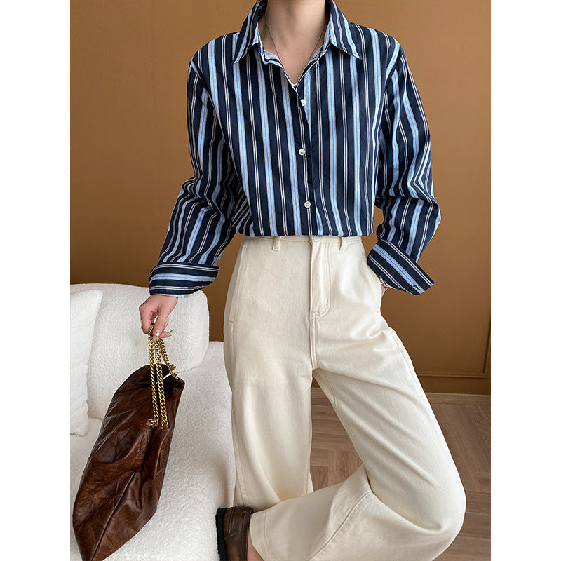 Damen Klassische Bluse mit gestreiftem Design und modernem Schnitt Drune