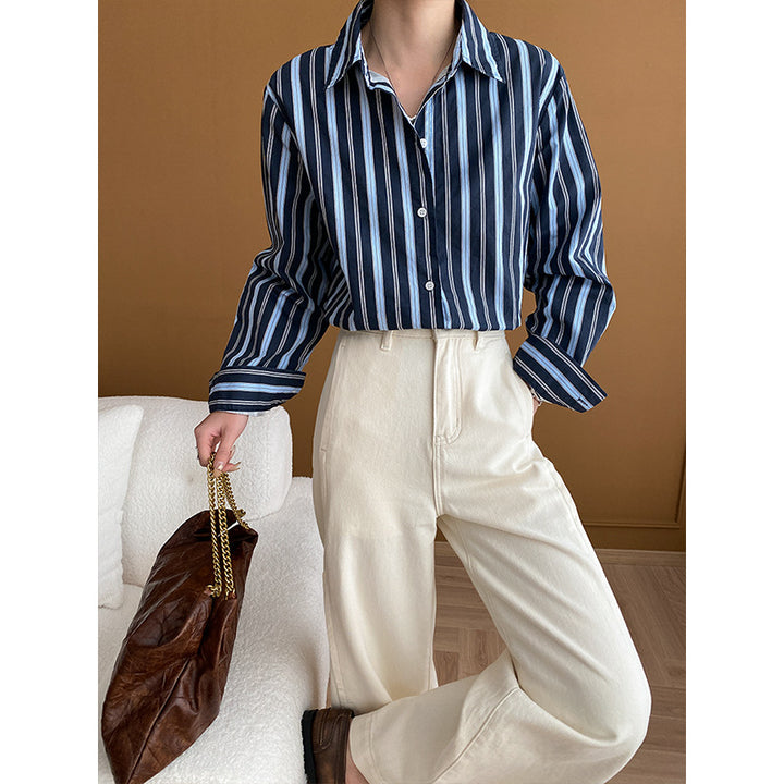 Damen Klassische Bluse mit gestreiftem Design und modernem Schnitt Drune