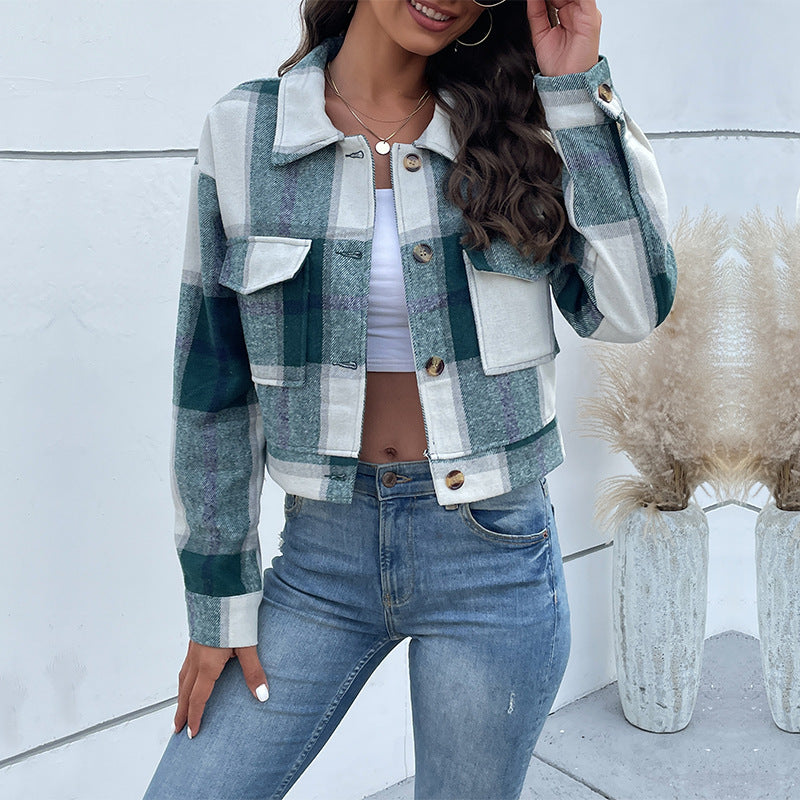 Damen Kariertes Freizeitjacke Drune