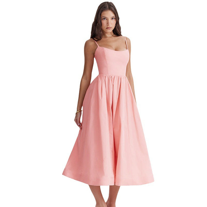 Damen Maxikleid mit schmalen Trägern und schwingendem Rock Drune