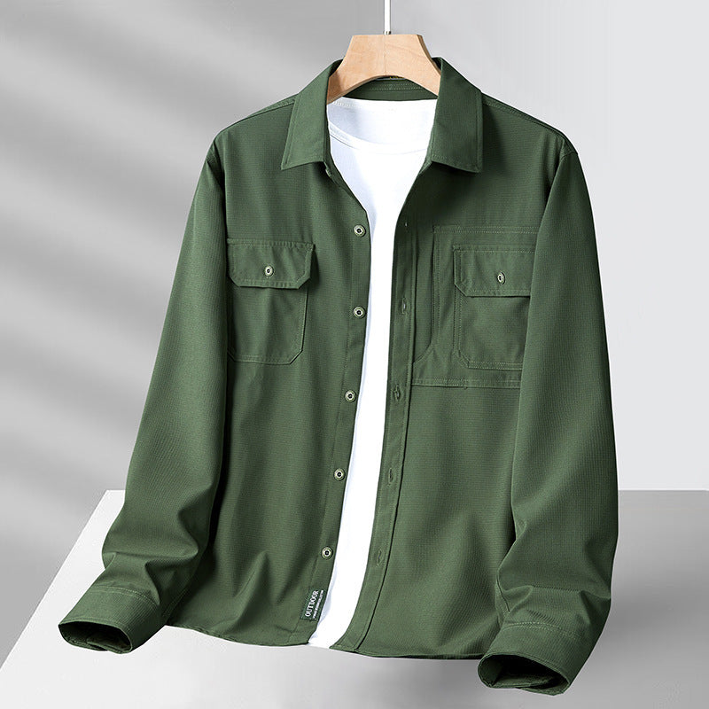 Herren nan strukturiertes Overshirt aus atmungsaktivem Ripstop mit zwei Klappbrusttaschen Drune