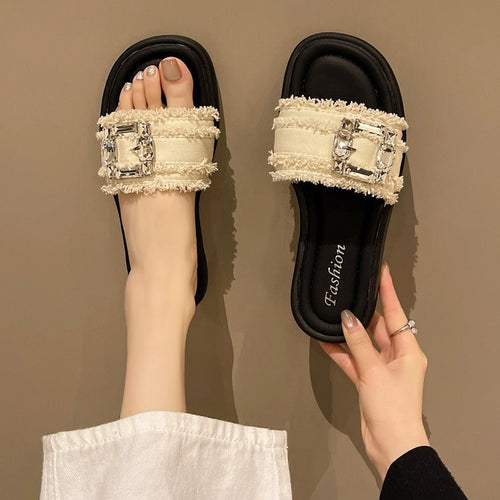 Damen elegante Mules mit glamourösem Strassakzent Drune