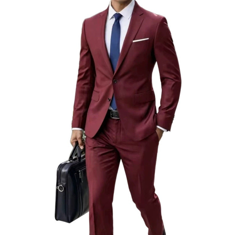 Herren Zweiteiliger Slim-Fit Businessanzug mit tailliertem Revers und schlanker Anzughose Drune