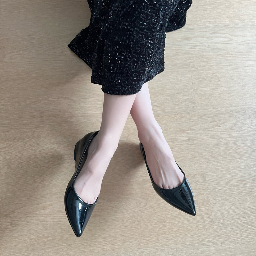 Damen Lackleder Spitzenschuhe Drune